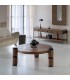 Mesa centro redonda de madera y hierro industrial marrón oscuro mdmhogar