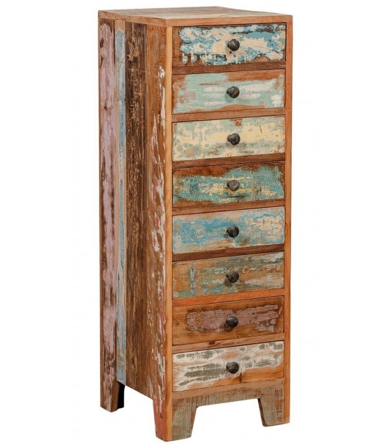 Sinfonier pequeño 8 cajones madera reciclada vintage multicolor