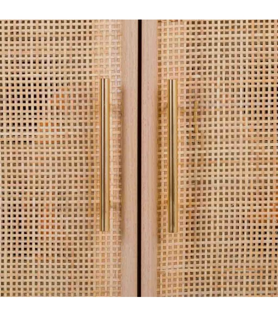 Espejo rectangular ventana con dos puertas de caña boho beige 5