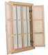 Espejo rectangular ventana con dos puertas de caña boho beige