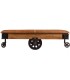 Mesa centro rectangular madera cuero hierro industrial ruedas 1