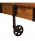 Mesa centro rectangular madera cuero hierro industrial ruedas 3