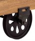 Mesa centro rectangular madera cuero hierro industrial ruedas 5