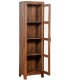 Vitrina estrecha 1 puerta cristal madera maciza de acacia nogal boho 2