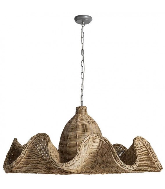 Lámpara techo XL ratán natural ondulada artesanal estilo ibicenco