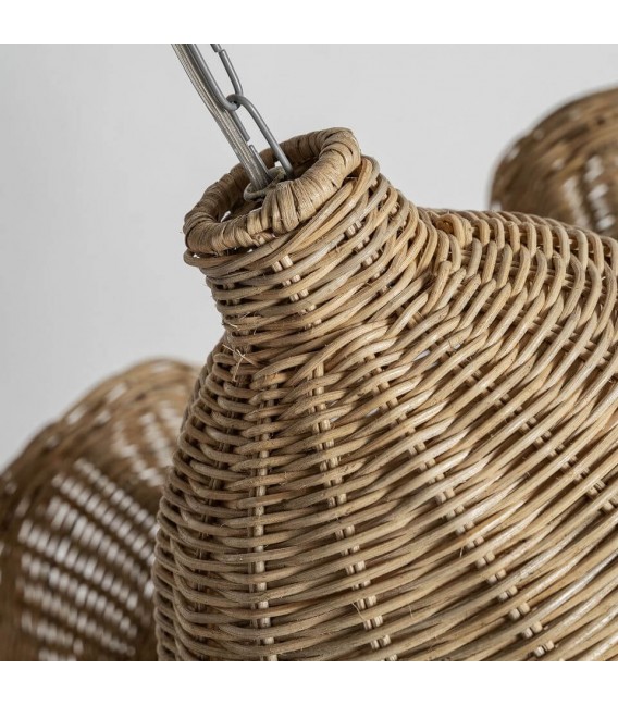 Lámpara techo XL ratán natural ondulada artesanal estilo ibicenco 2