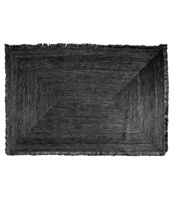 Alfombra rectangular yute color negro grande natural moderna