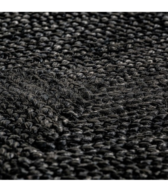 Alfombra rectangular yute color negro grande natural moderna 1