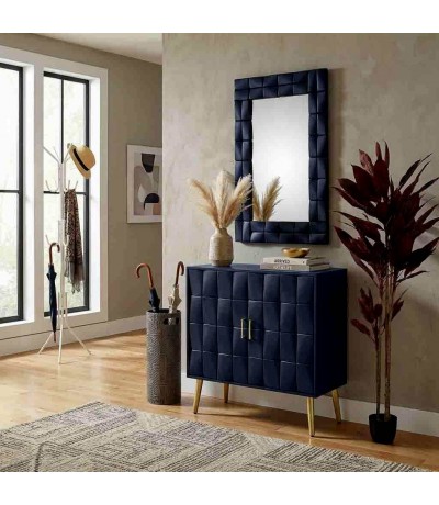 Taquillón de dos puertas en azul marino dorado estilo art deco mdmhogar