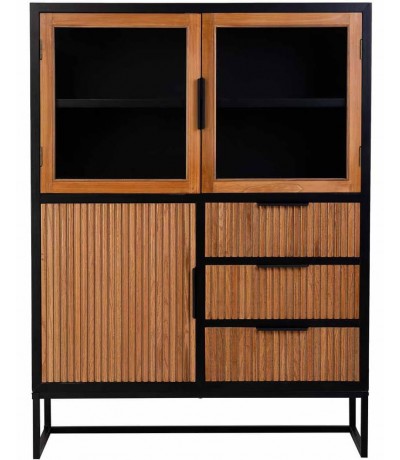 Vitrina de tres puertas y cajones madera metal industrial chic 1