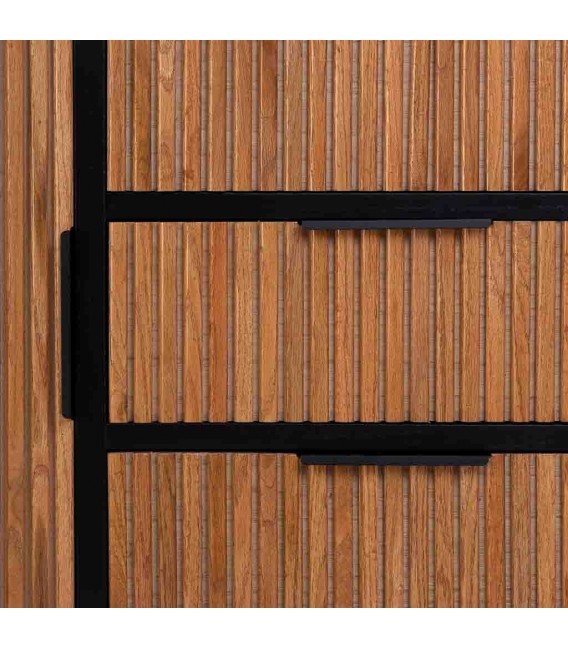 Vitrina de tres puertas y cajones madera metal industrial chic 5