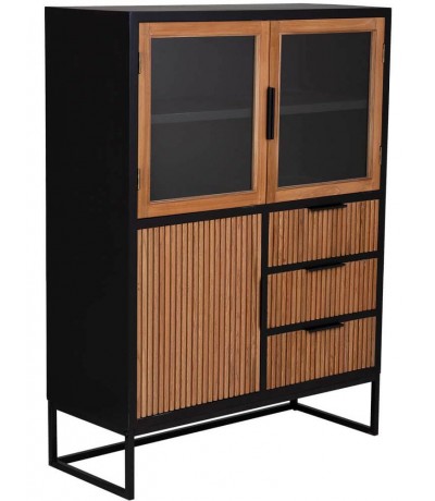 Vitrina de tres puertas y cajones madera metal industrial chic