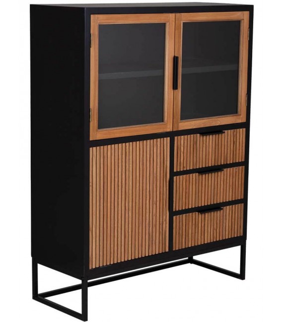 Vitrina de tres puertas y cajones madera metal industrial chic
