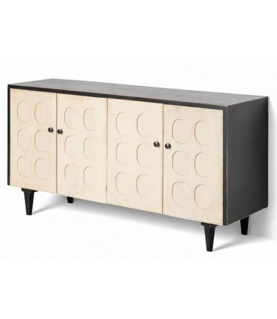 Aparador cuatro puertas madera reciclada negro natural moderno