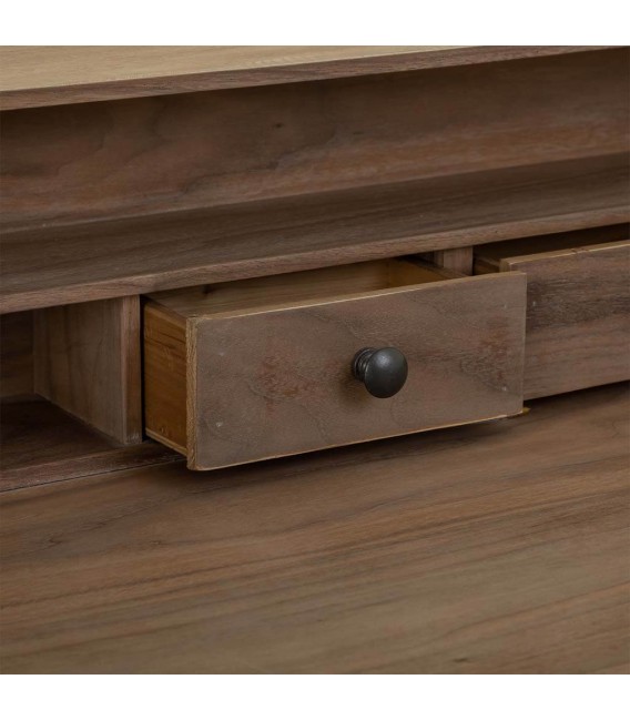 Mesa escritorio industrial con dos cajones madera metal negro 5