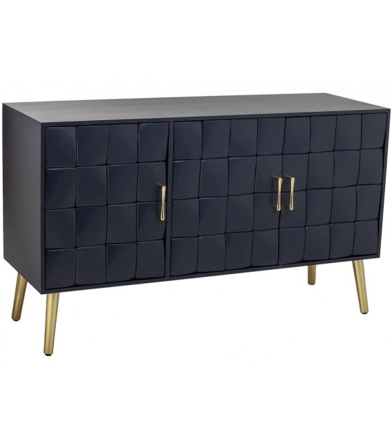 Aparador estilo art deco de tres puertas azul marino y dorado 1