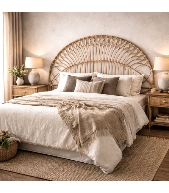 Cabecero matrimonio 178 de caña natural estilo boho artesanal Mdmhogar