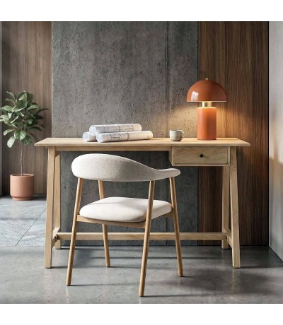 Mesa escritorio madera maciza mango  acabado natural estilo nórdico Mdmhogar