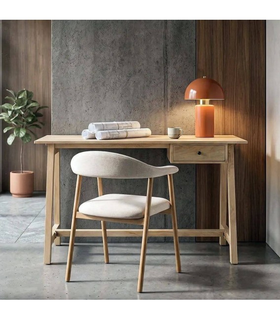 Mesa escritorio madera maciza mango  acabado natural estilo nórdico Mdmhogar