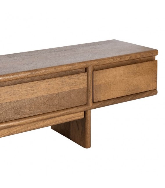 Mueble TV madera maciza de mango color nogal estilo contemporáneo 2