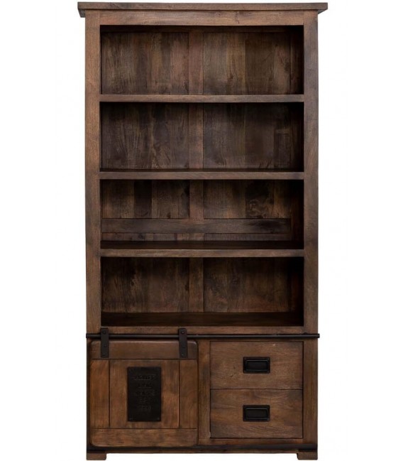 Estantería boho chic mango una puerta dos cajones hierro nogal 1