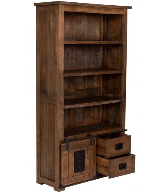 Estantería boho chic mango una puerta dos cajones hierro nogal 3