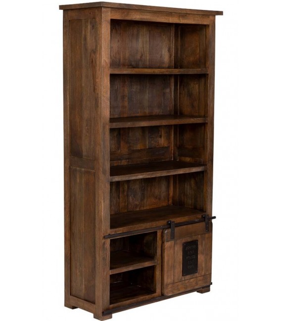 Estantería boho chic mango una puerta dos cajones hierro nogal 4