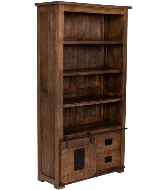 Estantería boho chic mango una puerta dos cajones hierro nogal