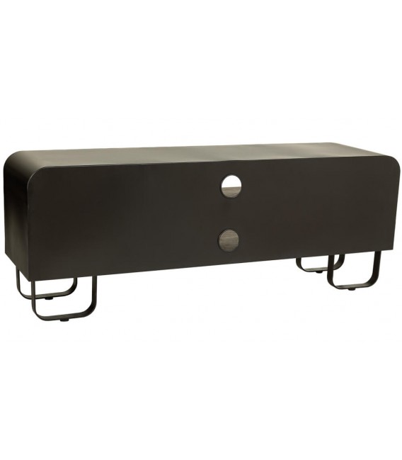 Mueble TV industrial madera metal negro con dos puertas diseño 2
