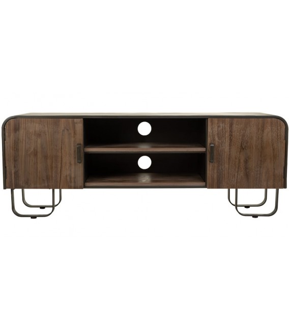 Mueble TV industrial madera metal negro con dos puertas diseño 1