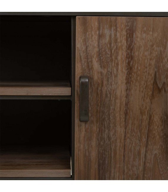 Mueble TV industrial madera metal negro con dos puertas diseño 5