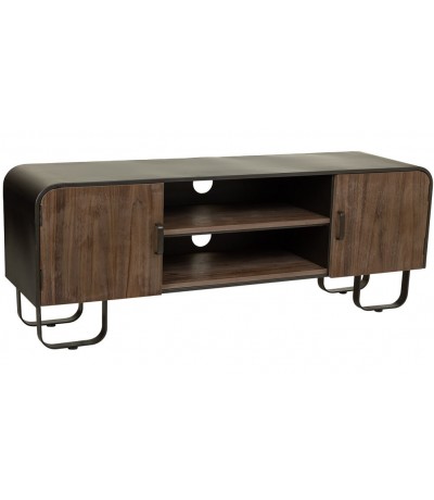 Mueble TV industrial madera metal negro con dos puertas diseño