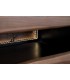 Mueble TV acacia de tres cajones luz LED natural negro moderno 1