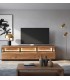 Mueble TV acacia de tres cajones luz LED natural negro moderno Mdmhogar