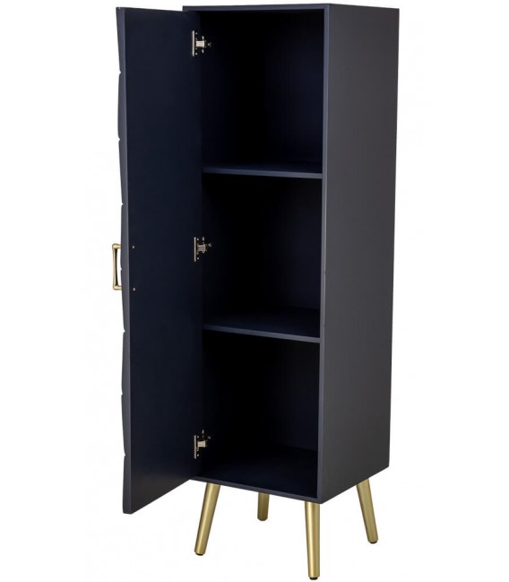 Armario de una puerta azul marino art deco madera metal dorado 3
