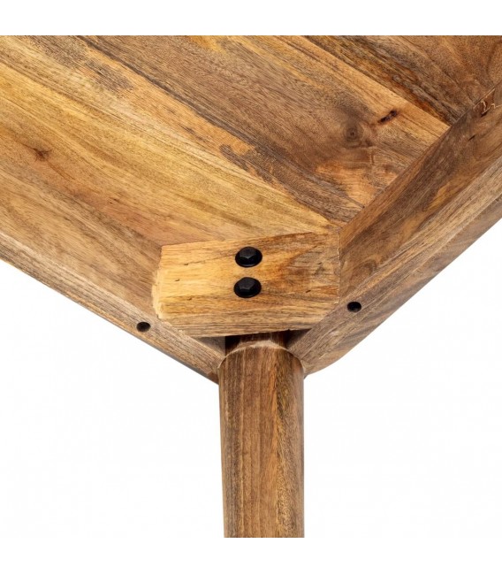 Mesa comedor cuadrada pequeña madera maciza mango natural tono tostado 3