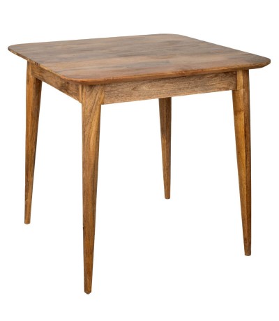 Mesa comedor cuadrada pequeña madera maciza mango natural tono tostado