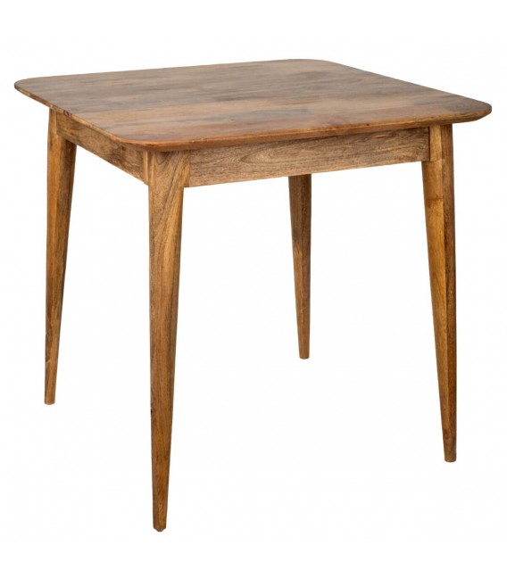 Mesa comedor cuadrada pequeña madera maciza mango natural tono tostado