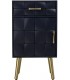 Mesita noche azul marino art deco una puerta 1 cajón dorado 1