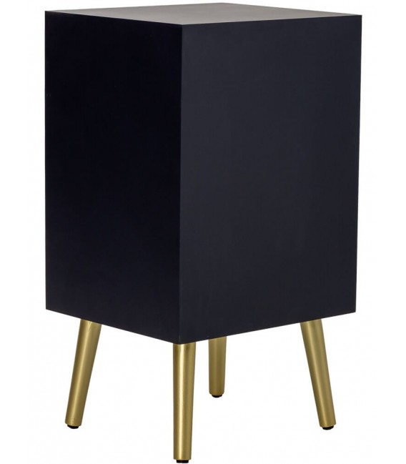 Mesita noche azul marino art deco una puerta 1 cajón dorado 3