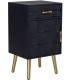 Mesita noche azul marino art deco una puerta 1 cajón dorado