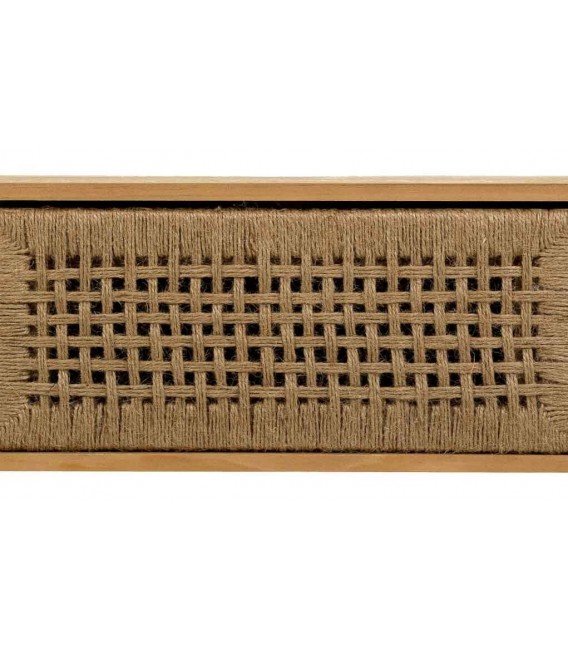 Mueble TV estilo oriental de madera y cuerda con tres cajones 6