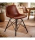Silla industrial de cuero marrón hierro negro estilo vintage Mdmhogar