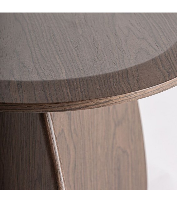 Mesa de centro circular de madera color marrón diseño moderno 3