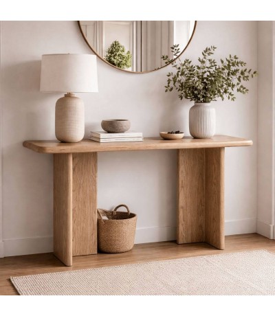 Consola de entrada de madera de color claro grande estilo boho mdmhogar