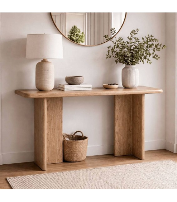 Consola de entrada de madera de color claro grande estilo boho mdmhogar