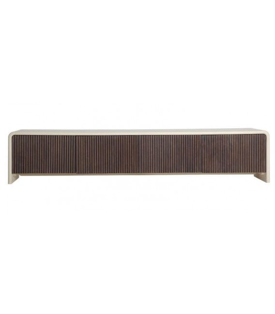 Mueble TV con 4 puertas de madera de mango color blanco y nogal 1