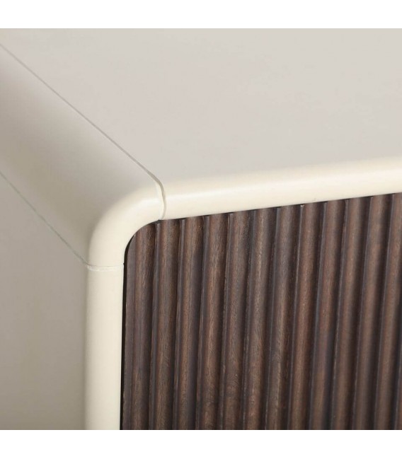 Mueble TV con 4 puertas de madera de mango color blanco y nogal 3