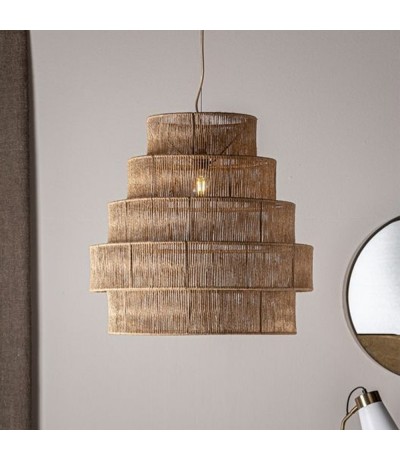 Lámpara de techo yute natural estilo boho hierro color dorado mdmhogar