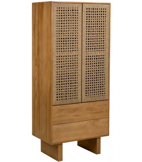 Armario estilo oriental de madera cuerda con 2 puertas cajones